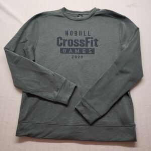 NOBULL Sweatshirt Mens Large Slim Green Crewneck Logo Crossfit Fleece Lined Logo